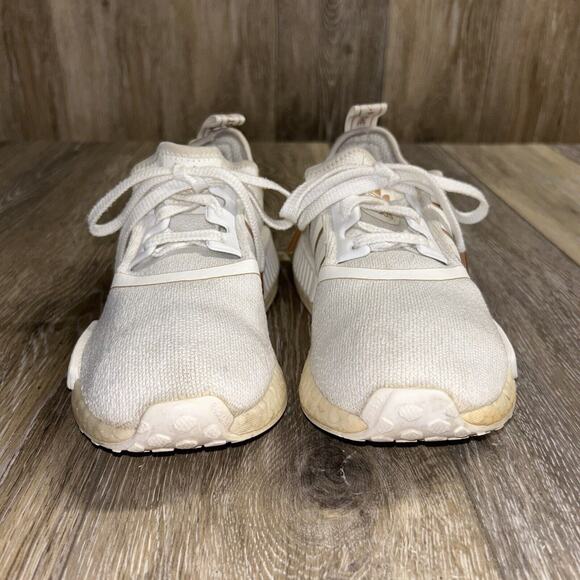 ADIDAS NMD R1 BOOST Women’s US Size 6.5 White Rose Gold Metallic Shoes FW6434 - Picture 3 of 11